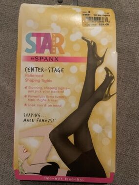 Star Power by SPANX Center-Stage 2-way Diagonal Pattern Shaping Tights Size B
